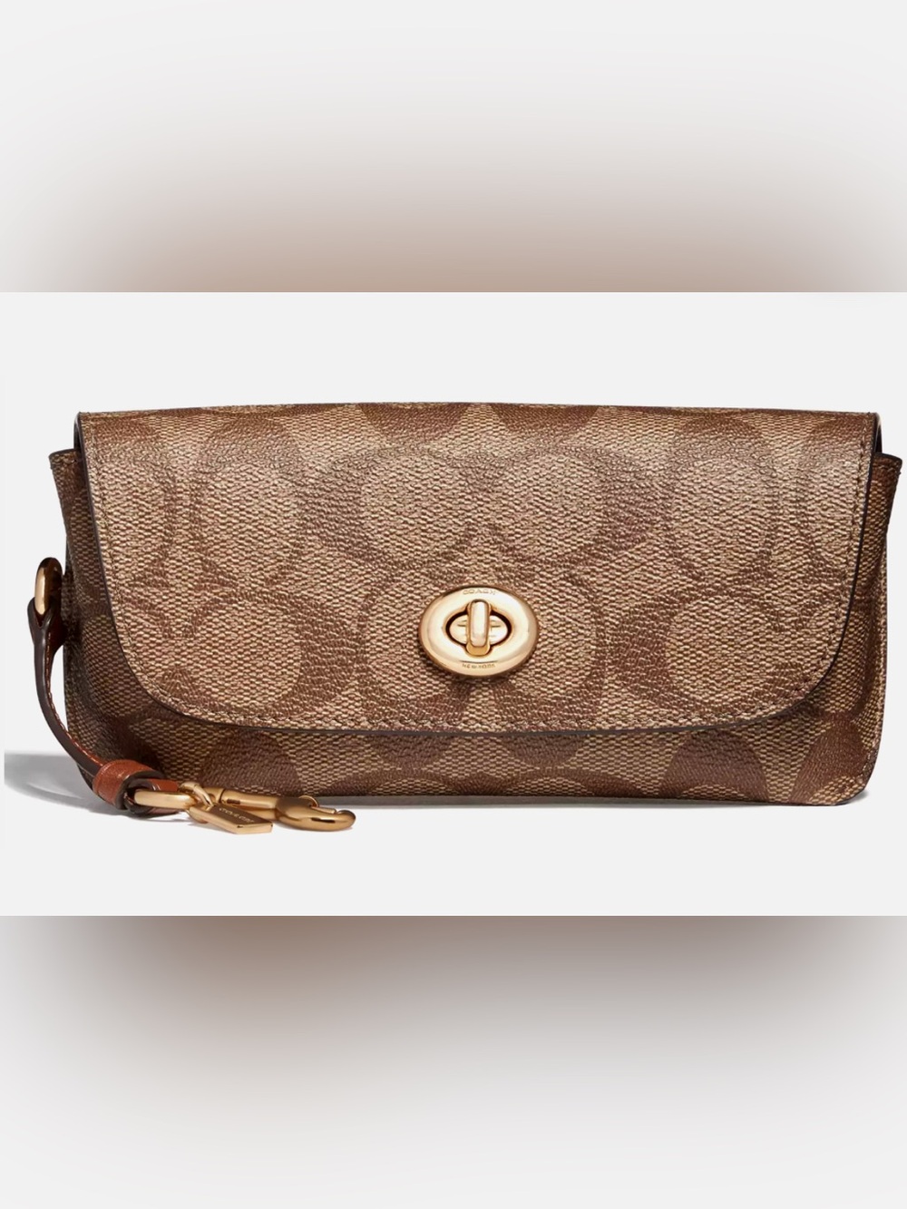 Coach Sunglass Case -CZ207 Tan Brown Signature Canvas $ Smooth Leather NWT